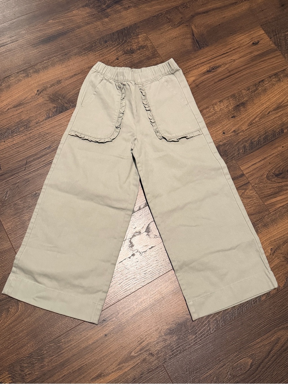 Hanna Andersson Girls Twill Wide Leg Pants Seagrass Green Size 130/8